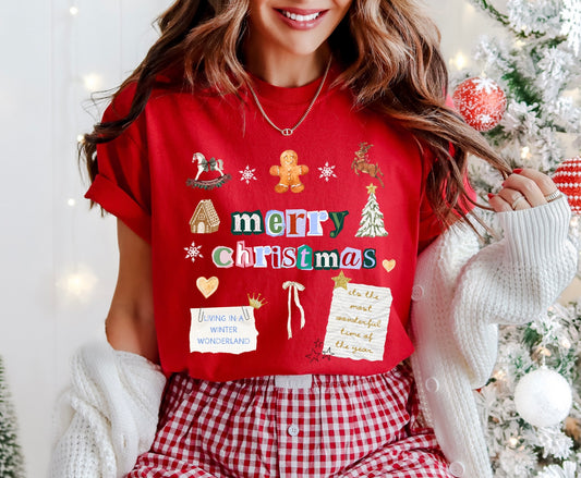 Merry Xmas Scrapbook Tee